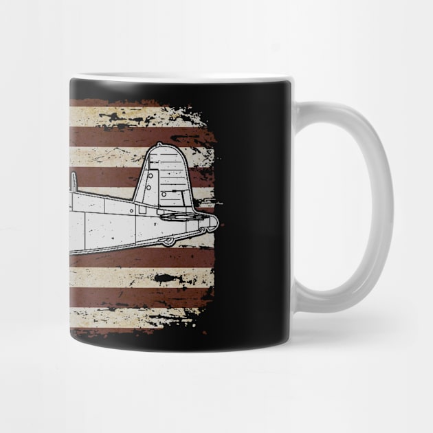 F4U Corsair US Airplane Aircraft Plane American Retro Flag by BeesTeez